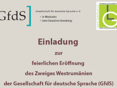 Feierliche Eröffnung des Zweiges Westrumänien der Gesellschaft für deutsche Sprache (GfdS)